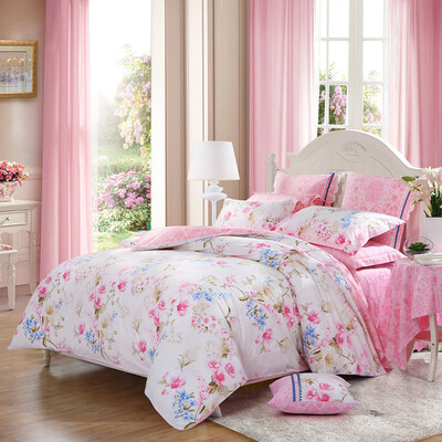 

Mercury Home Textiles Cotton Four-piece Cotton Bedding Set Bed Liner Quilt Twill Print Double 15m Bed Morning