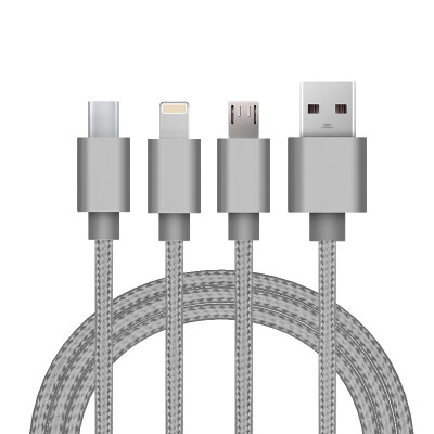 

Bee wing multi-function one three three-in-one phone charger line power cord braided wire 1 m gray Type-C Andrews Apple iPhone6S 5S oppo vivo Huawei