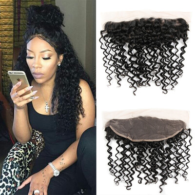 

Lace Frontal Closure Peruvian Deep Waves Curly Peruvian Hair Deep Wave Human Hair Weave 1 PCS Deal