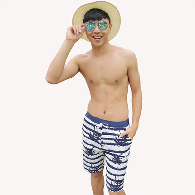 

Qiaohai (QIHAI) 5523-8 summer quick-drying loose large size beach pants Korean flower shorts leisure beach pants big pants tide male XXL code blue