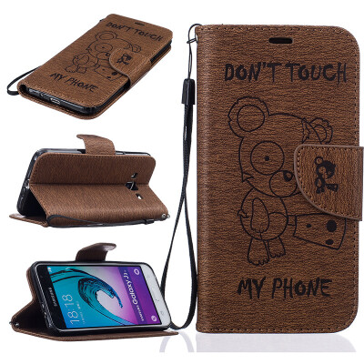 

coffee Bear Style Embossing Classic Flip Cover with Stand Function and Credit Card Slot for SAMSUNG GALAXY J3/J3 2016 J320