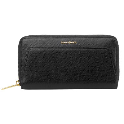 

New beauty (samsonite) ladies first layer of leather wallet long wallet multi-function money with zipper phone card bag hand bag BO9 * 09001 black