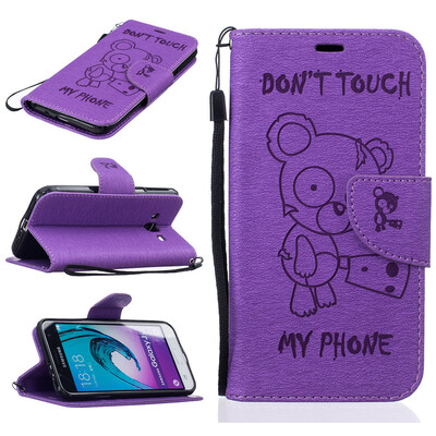 

Purple Bear Embossed PU Leather Wallet Case Classic Flip Cover with Stand Function and Credit Card Slot for SAMSUNG GALAXY J3 J310