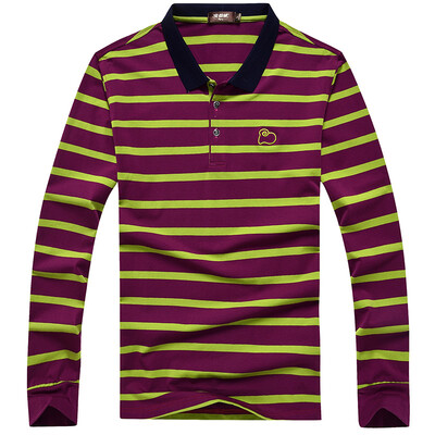 

Bejirog Young Men's New Casual Striped Long Sleeve POLO Shirt
