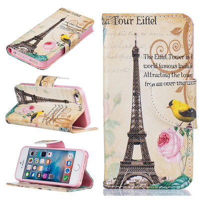 

Paris Tower Design PU Leather Flip Cover Wallet Card Holder Case for IPHONE 55S5SE