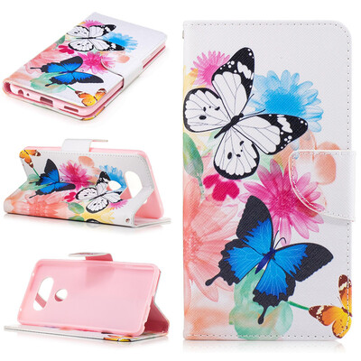 

Two Butterflies Design PU Leather Flip Cover Wallet Card Holder Case for LG V20