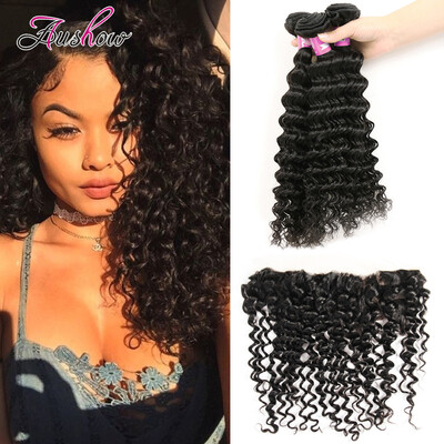 

Malaysian Deep Hair With Lace Frontal Human Hair Bundles With Lace Closure 8A Aushow Hair Products With Frontal