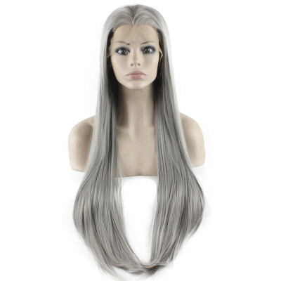 

Iwona Synthetic Hair Lace Front Long Straight Gray Wig