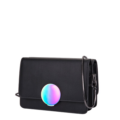 

Texwood Messenger Bag Women's Shoulder Bag Women's Leather Bag PU Simple Fashion Round Colorful Brush Decorated Female Bag Chain Handbag BK6I0081-16 Gray