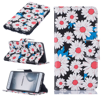 

Chrysanthemum Design PU Leather Flip Cover Wallet Card Holder Case for HUAWEI P9