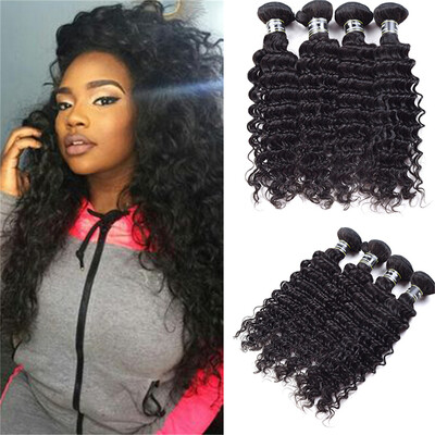 

Amazing Star Deep Wave 4 Bundles Peruvian Virgin Human Hair Bundles Deep Wave Hair Curly Weave Double Weft Natural Color