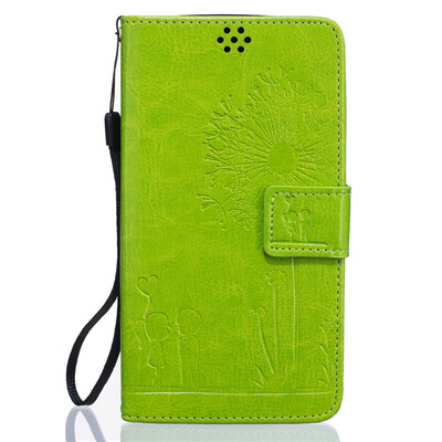 

Green Lovers and Dandelion Style Embossing Classic Flip Cover with Stand Function and Credit Card Slot for LG G4