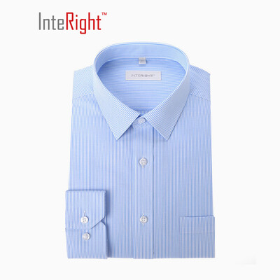 

INTERAY machine washing free iron business men long sleeve shirt blue and white stripes 39 yards
