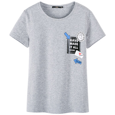 

Semir summer round with a round neck round straight necklace printed shirt T-shirt 19037000206 in the gray XL