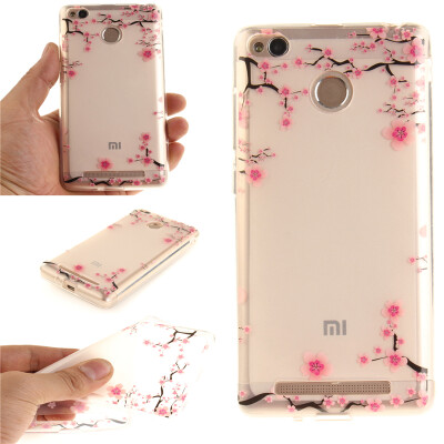 

Up and down plum blossom Pattern Soft Thin TPU Rubber Silicone Gel Case Cover for XiaoMi Redmi 3s/Redmi 3X/Redmi 3S Prime