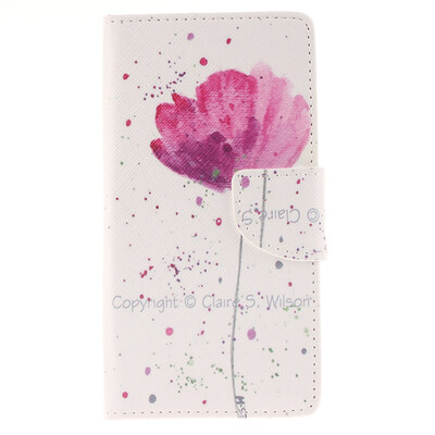 

Purple orchid Design PU Leather Flip Cover Wallet Card Holder Case for Sony Xperia M4