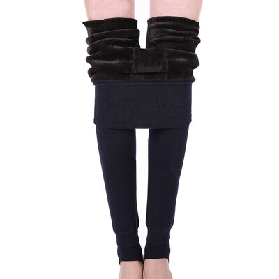 

Heng Yuanxiang Leggings women autumn and winter thick plus velvet waist on foot pants pants wear ultra-high waist waist pants ladies warm pants CI130304 navy blue