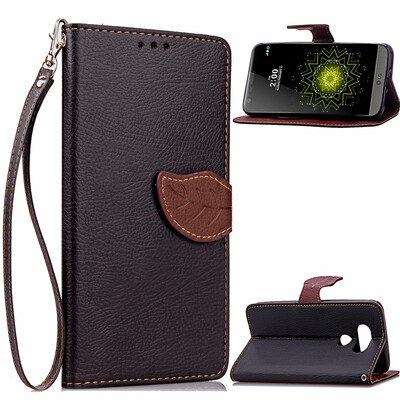 

Black Design PU Leather Flip Cover Wallet Card Holder Case for LG K5
