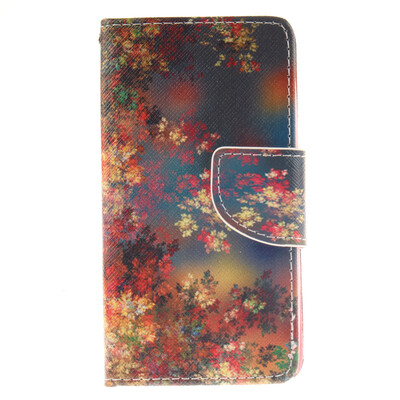 

Colorful flowers Design PU Leather Flip Cover Wallet Card Holder Case for LG Leon