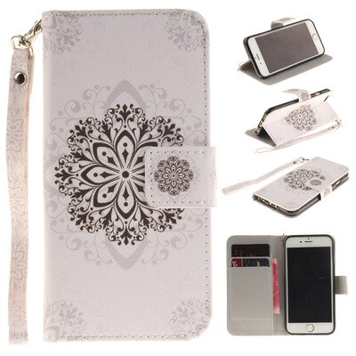 

Datura flowers Design PU Leather Flip Cover Wallet Card Holder Case for IPHONE 66S