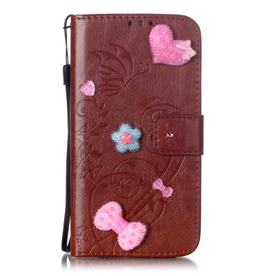 

Brown Flower Design PU Leather Flip Cover Wallet Card Holder Case for IPHONE 6S