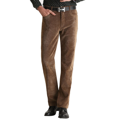 

Fu Shen Virtue plus cashmere trousers classic corduroy plus velvet thick windproof warm men's straight casual pants 00XD506HM moka brown 92 (2 feet 76