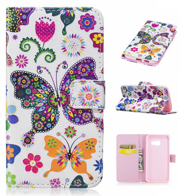 

Colorful Butterfly Design PU Leather Flip Cover Wallet Card Holder Case for Samsung Galaxy A5 2017/A520