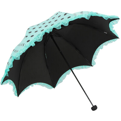 

Jingdong supermarket] umbrella umbrella UPF50 + black silk screen black dotted double lace lace three fold mushroom sunny umbrella sun umbrella pink 30046ELCJ
