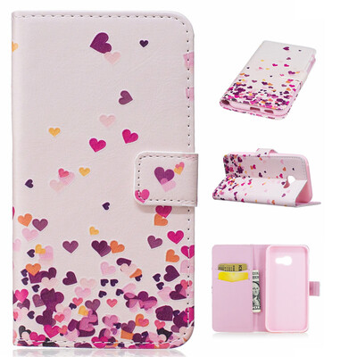 

Pink Heart Design PU Leather Flip Cover Wallet Card Holder Case for Samsung Galaxy A3 2017A320
