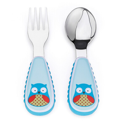 

SKIP HOP cute zoo stainless steel fork spoon tableware combination cartoon pattern child fork spoon suit - puppy 12 months or more