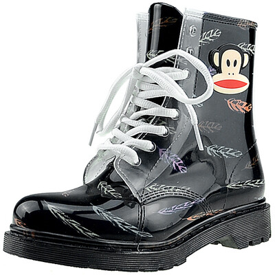 

PaulFrank big mouth monkey rain boots fashion boots in the tube Martin water shoes PF1005 black 40