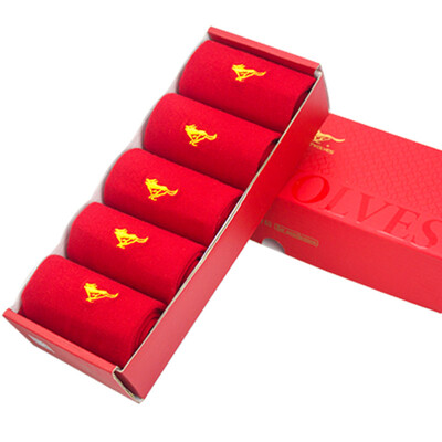 

Jingdong Supermarket seven wolves socks male tube bin red this life men socks wedding big red socks gift boxed clean red socks 5 double yards 90939