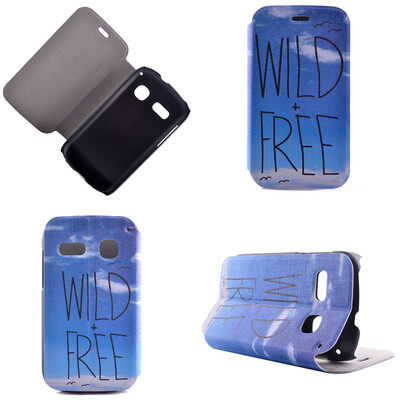 

Wild Free Design PU Leather Flip Cover Wallet Card Holder Case for Alcatel One Touch Pop C3