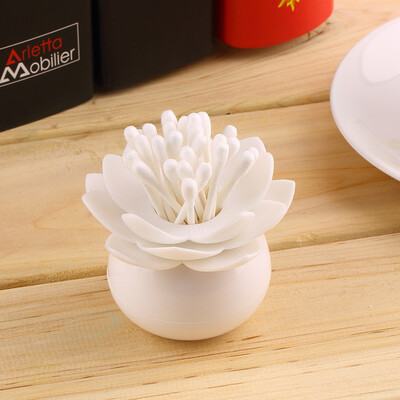 

Lotus Flower Cotton Bud Holder Toothpick Case Cotton Swab Box Vase Decor