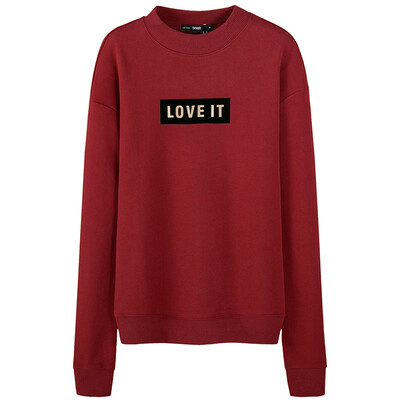 

Semir Women&39s Round Collar Headset Flocking Long Sleeve T-Shirt Sweater 12316160061 Wine Red L