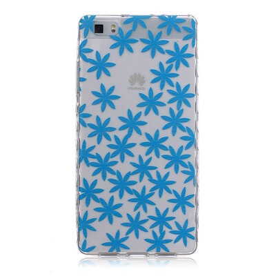 

Blue chrysanthemum Pattern Soft Thin TPU Rubber Silicone Gel Case Cover for HUAWEI P8 Lite