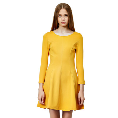 

UR Women 's waist was thin collar pile pleated skirt A word dress YU41R7AN001 soil yellow S