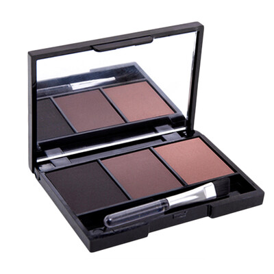 

3 Color Eyebrow Powder Palette Cosmetic Makeup Shading Brush Mirror Box Brow
