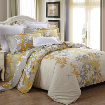 

LUOLAI LOLI Home Textiles Cotton Four-piece Cotton Bed Set Bedding Bedding Quilt Jinqiu WA5023-4 Yellow 220 250