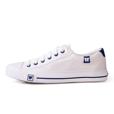 

Backrest warrior men&women spring&summer new canvas shoes men&women low to help couples small white shoes lace with casual shoes students flat floor shoes canvas WXY-709 white 40