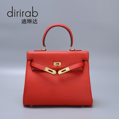 

Dirirab Genuine Leather Handbag Headband Leather Kelly Bag European&American Wind Handbag Shoulder Messenger Bag