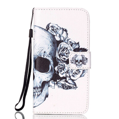 

Skull Design PU Leather Flip Cover Wallet Card Holder Case for LG K8