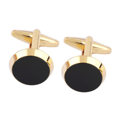 

Gold&Black Color Round Mens Wedding Party Gift Shirt Cuff Links Cufflinks