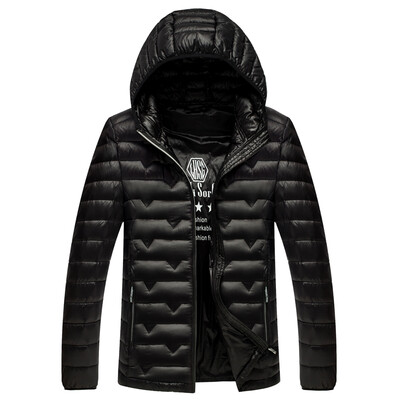 

Antarctic men's down jacket fashion solid color wild hooded casual down jacket 1905 black