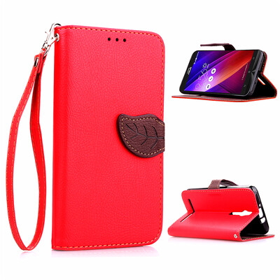 

Red Design PU Leather Flip Cover Wallet Card Holder Case for Asus ZenFone 2 55