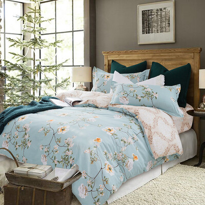 

Ying Xin home textiles cotton single three-piece student dormitory bed sheets quilt three-piece single 12 meters bed Qingxin garden green