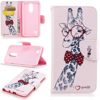 

Giraffe Design PU Leather Flip Cover Wallet Card Holder Case for LG K8 2017