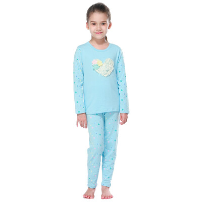 

Red beans (Hodo) children underwear women in the big children autumn and winter cotton and linen underwear sets HD6010 light blue 130