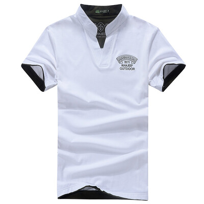 

Jeep Shield (NIAN JEEP) Short Sleeve T-Shirt Male V-Neck Outdoor Mountaineering Leisure T-Shirt 9251 White XL