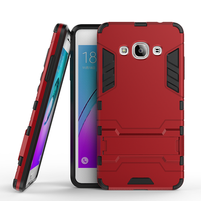 

Красный Slim Robot Armor Kickstand Ударопрочный жесткий корпус из прочной резины для SAMSUNG GALAXY J3 Pro